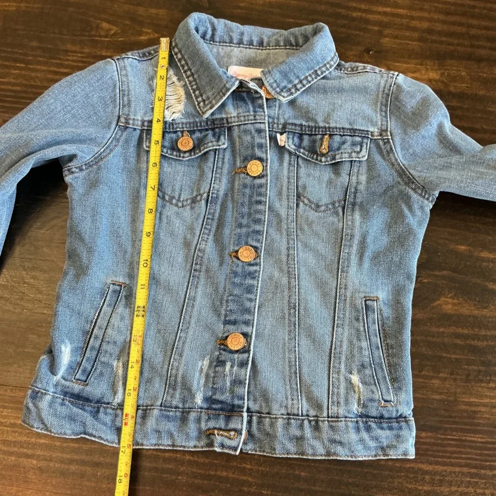 Tommy Bahama Girls Denim‎ Jacket Size 8 Distressed Blue Jean Trucker KJK1030S